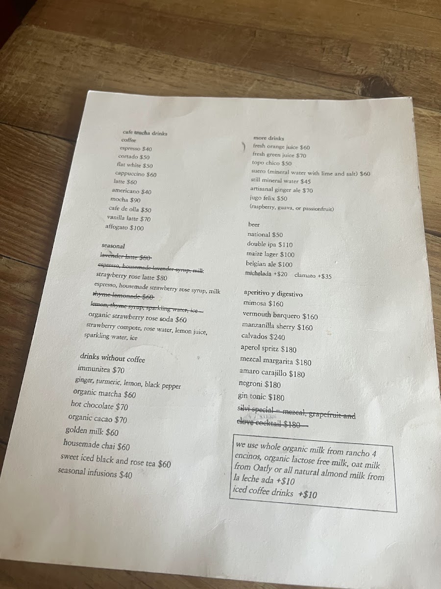 Cafe Trucha Menu - Image 1