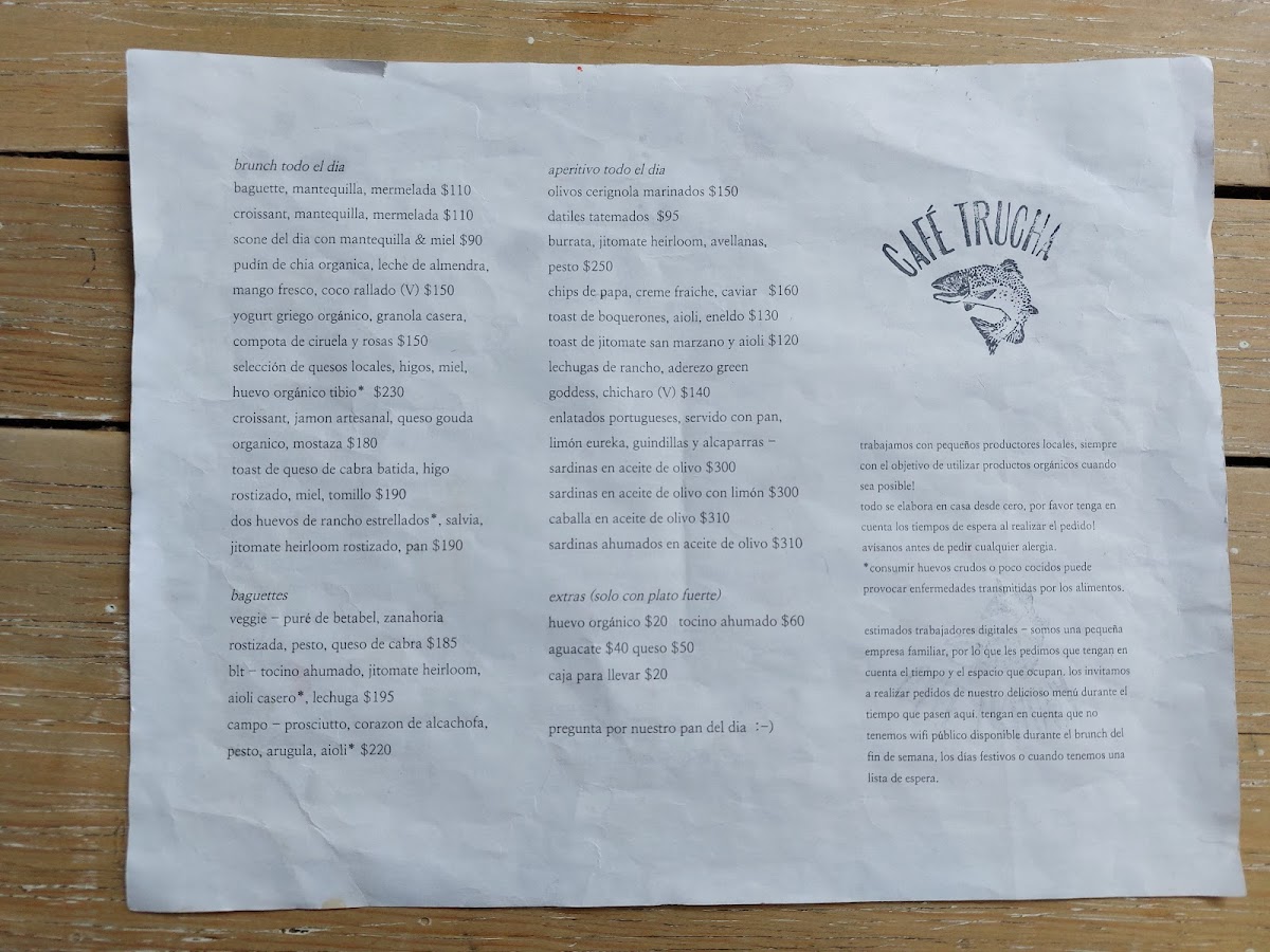 Cafe Trucha Menu - Image 2
